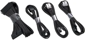 EZDIY-FAB PSU Black Cable Extension Sleeved Cable: 1*24Pin   1*(4 4)Pin   2*(2 6)Pin