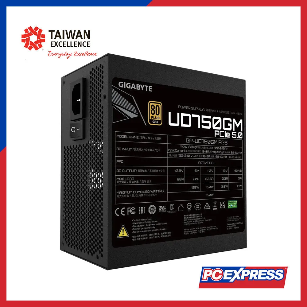 GIGABYTE 750W GP-UD750GM-PG5 80  Gold Modular Power Supply