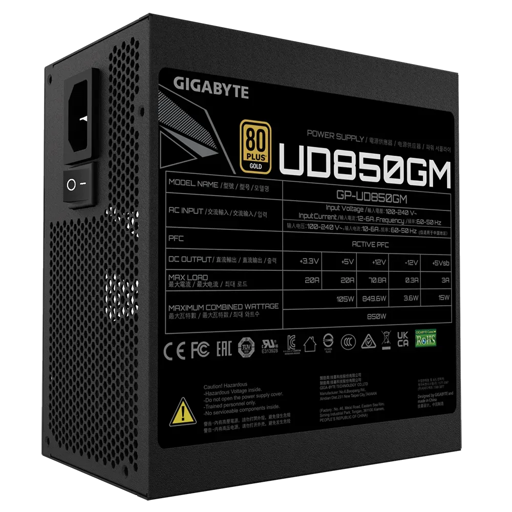 Gigabyte UD850GM 850W | Fully-Modular ATX 80  Gold PSU