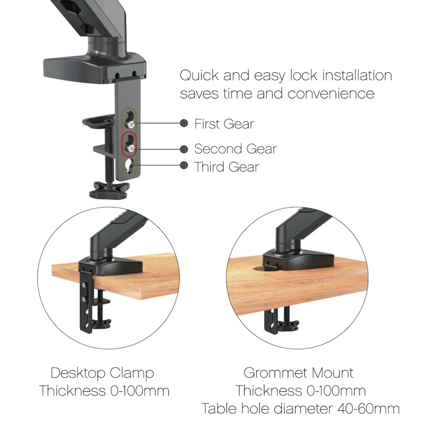 GKU Gas Spring Single Monitor Arm - EziRiser Monitor Mount