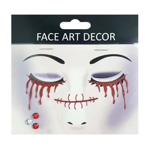 Halloween Face Stickers - Glitter Blood Tears