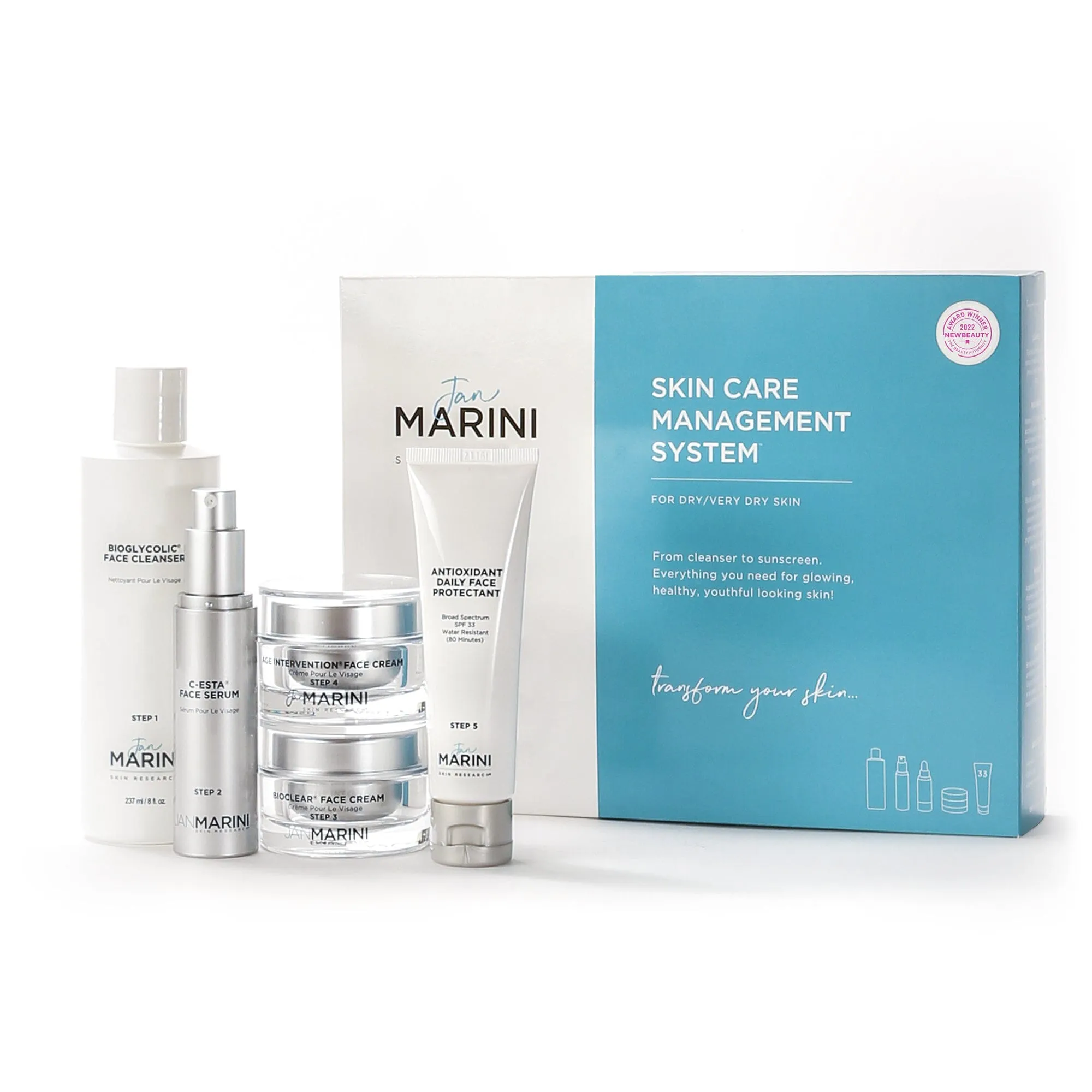 Jan Marini Skin Care Management System - Dry/Very Dry Skin with Antioxidant Daily Face Protectant SPF 33