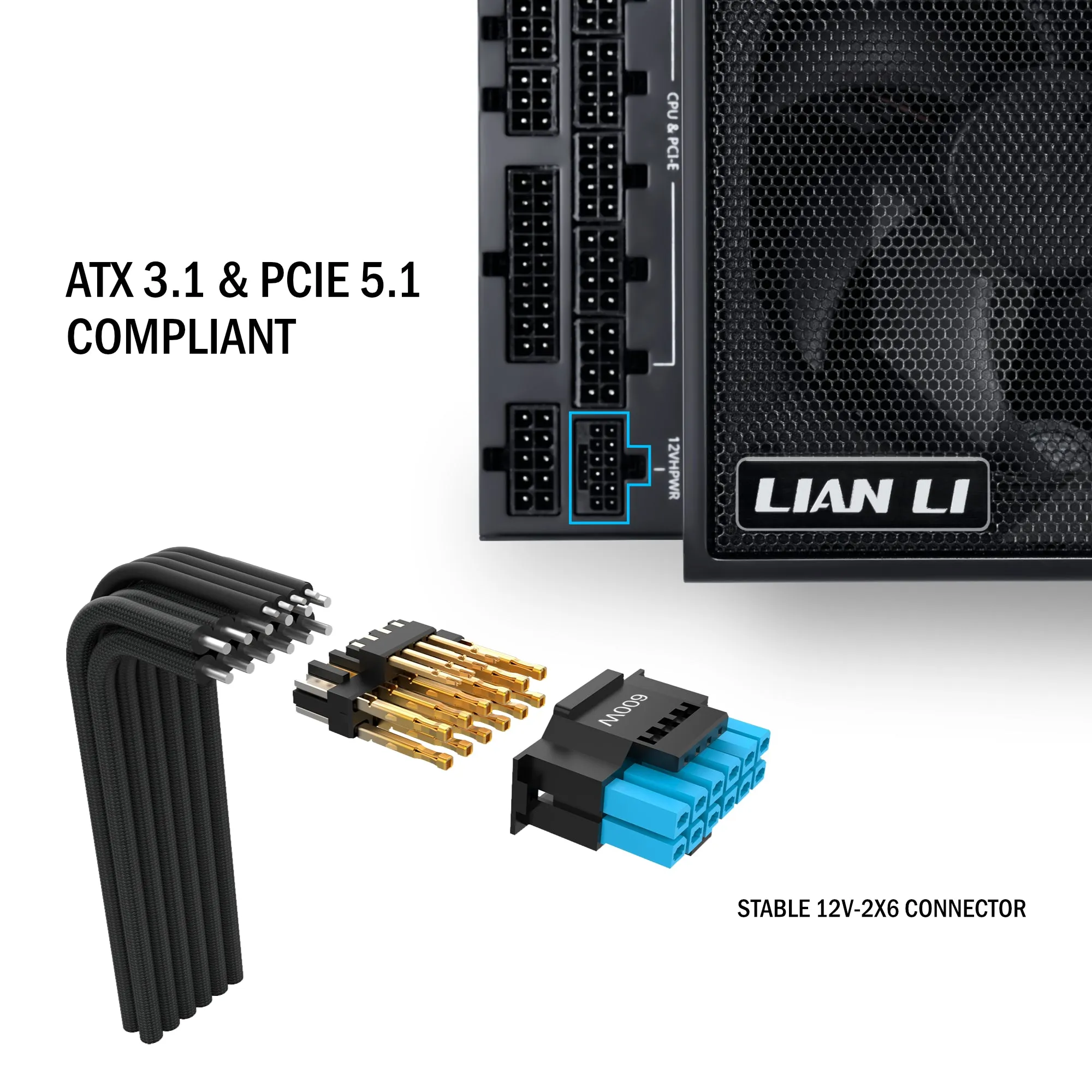 LIAN LI EDGE 1000W Black 黑色 ATX 3.1 80 Plus Platinum Full Modular Power Supply (EG1000)
