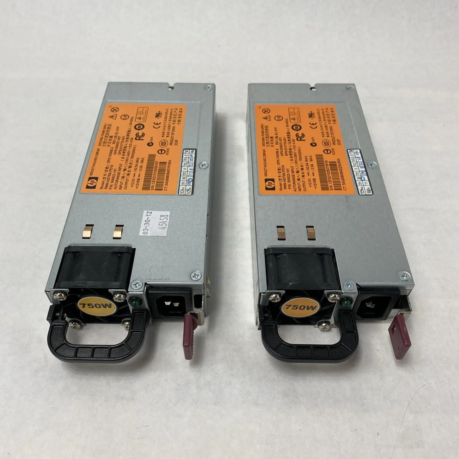 Lot of 2 HP DSP-750RB A 750W Switching Power Supply 506822-101