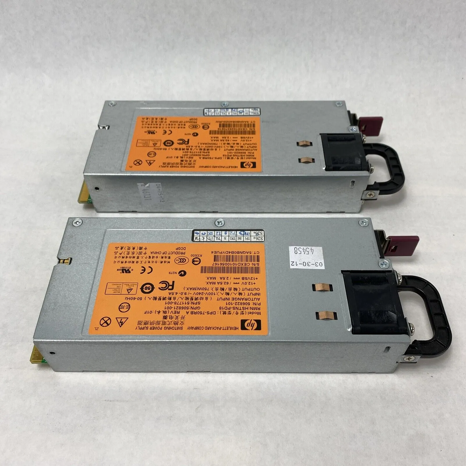Lot of 2 HP DSP-750RB A 750W Switching Power Supply 506822-101