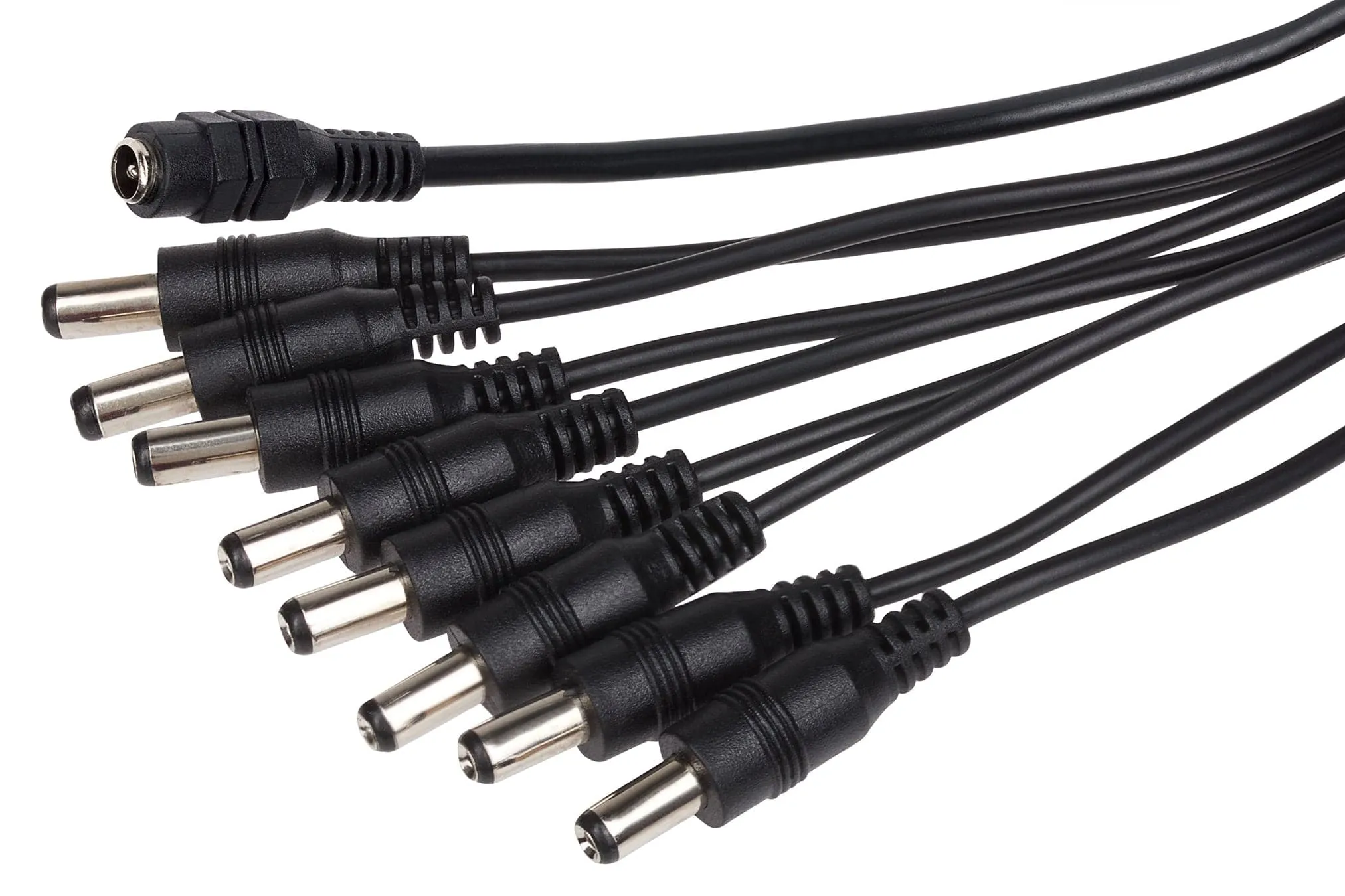Maplin 8 Way Power Splitter Cable DC 1x Female 8x Male 5.5 x 2.1mm Plug for CCTV - Black