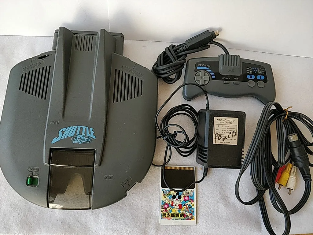 NEC PC Engine Shuttle Console(TurboGrafx-16) Pad,PSU,AV cable,Game/tested-d1028-