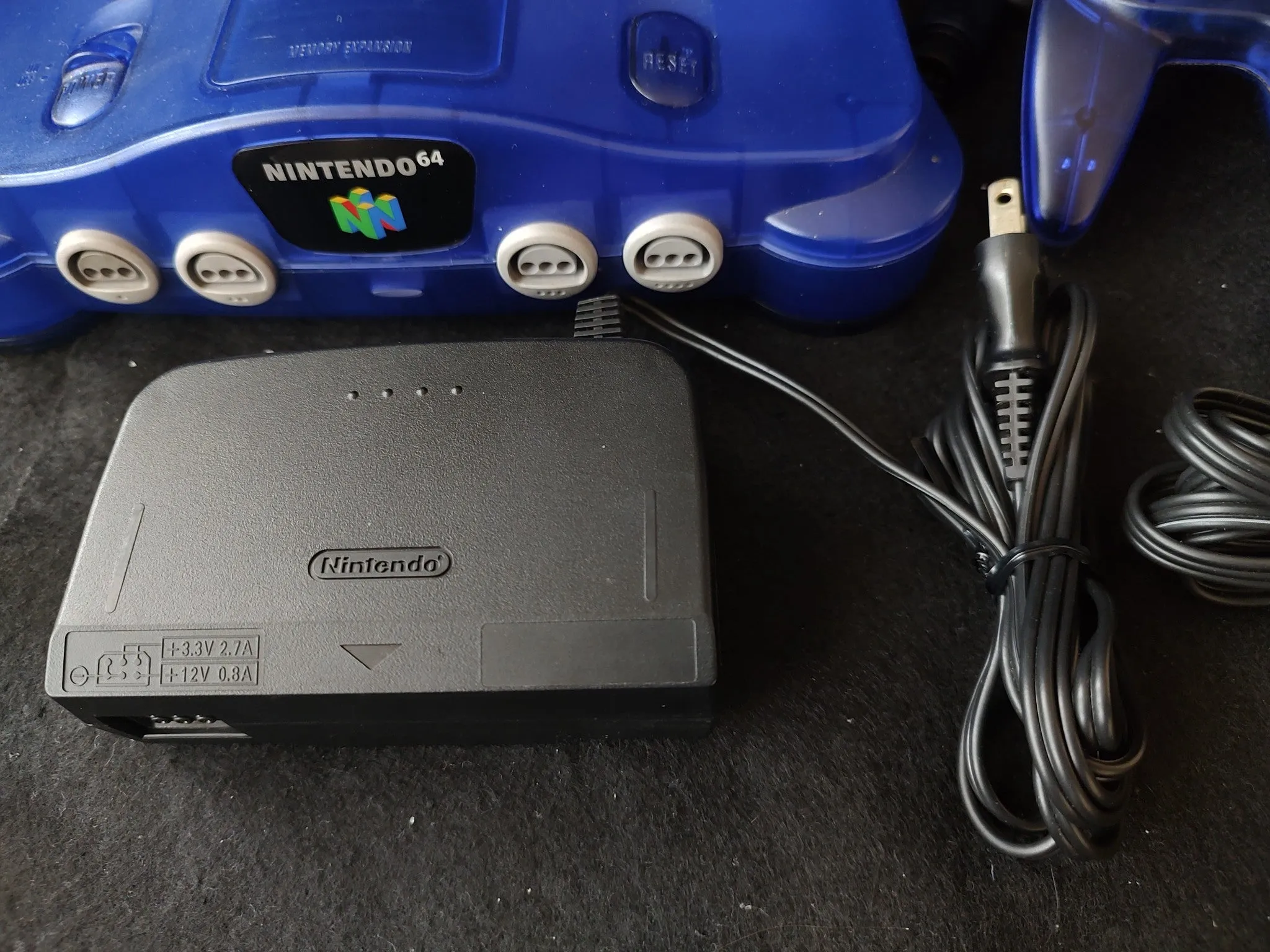 Nintendo 64 Midnight Blue Toysrus limited edition Console set, Working-g0215-