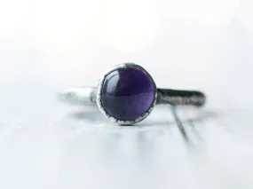 Oxidized Silver Amethyst statement ring | Amethyst orb ring