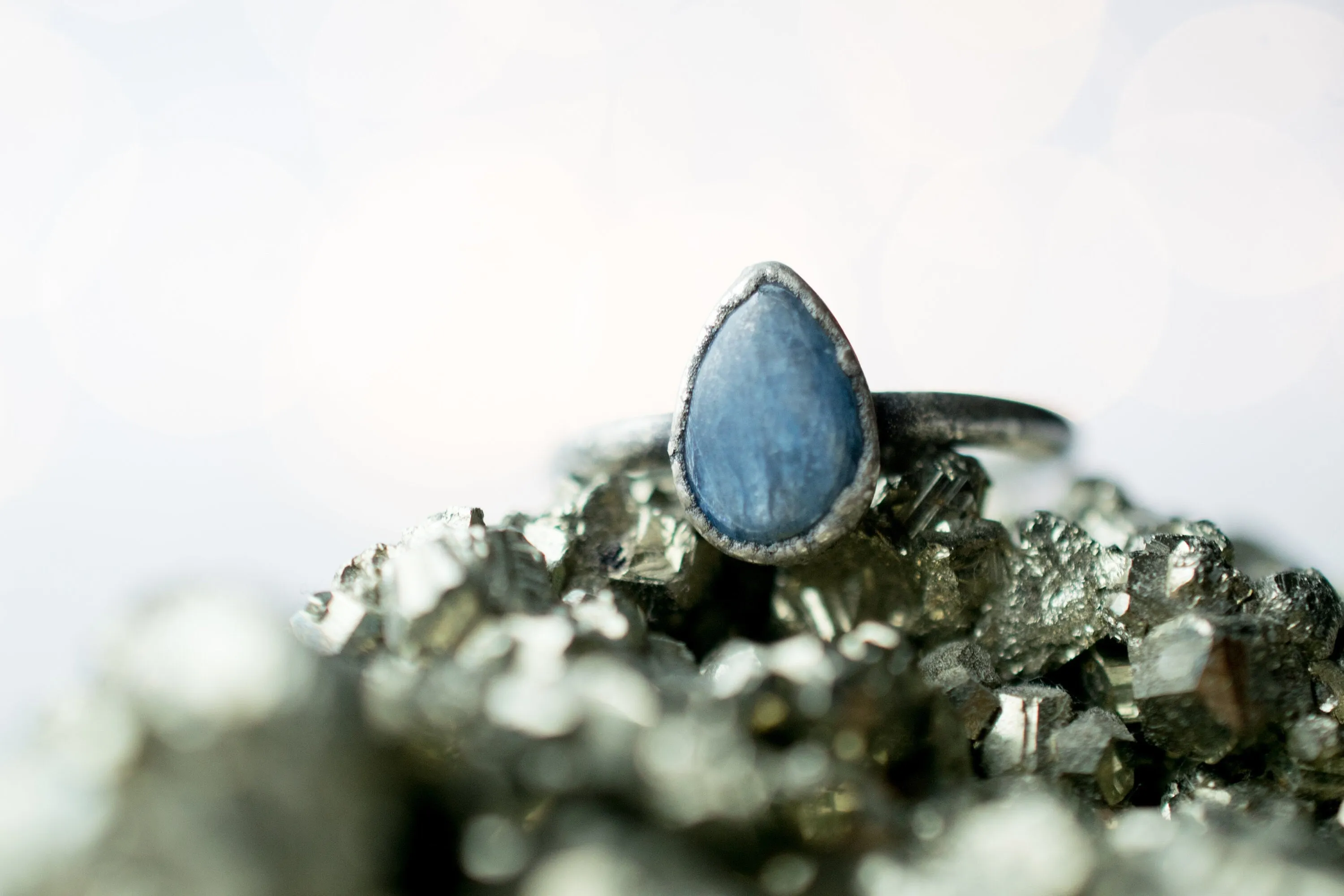 Oxidized Silver Kyanite ring | Blue Kyanite ring