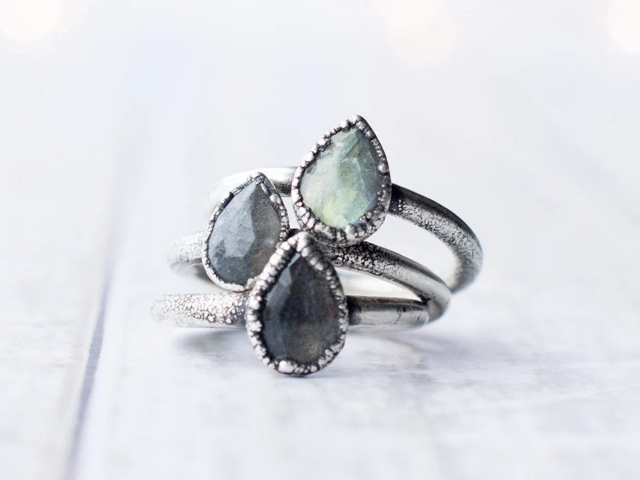 Oxidized Silver Labradorite Ring | Labradorite feldspar ring