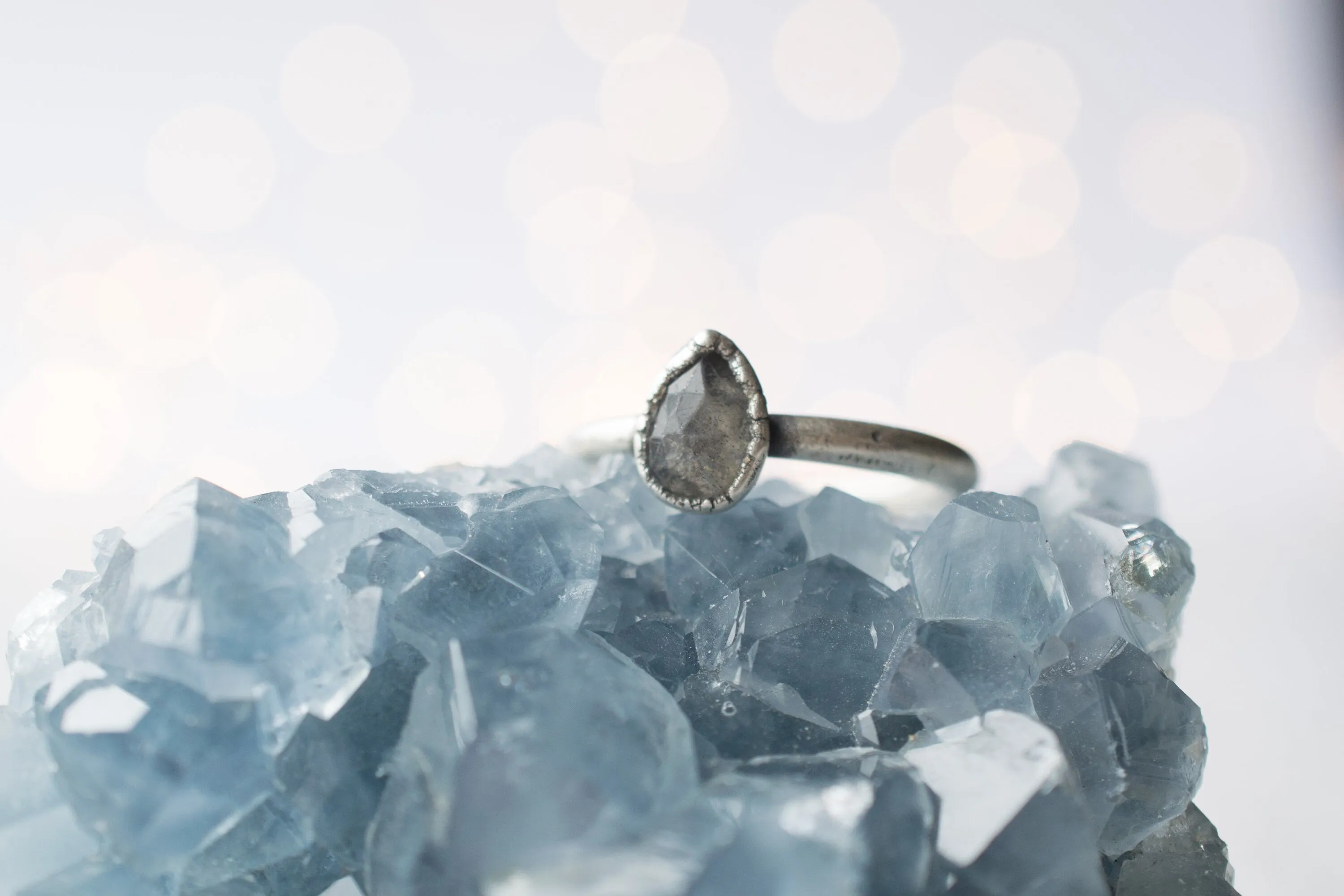 Oxidized Silver Labradorite Ring | Labradorite feldspar ring