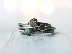 Oxidized Silver Sapphire ring | Tumbled sapphire ring