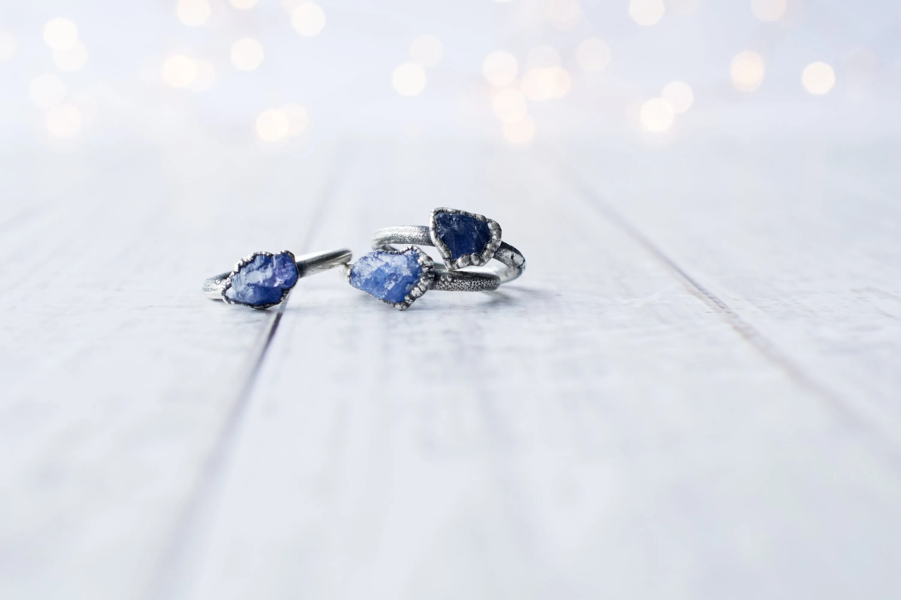 Oxidized Silver Tanzanite ring | Stone stacking ring
