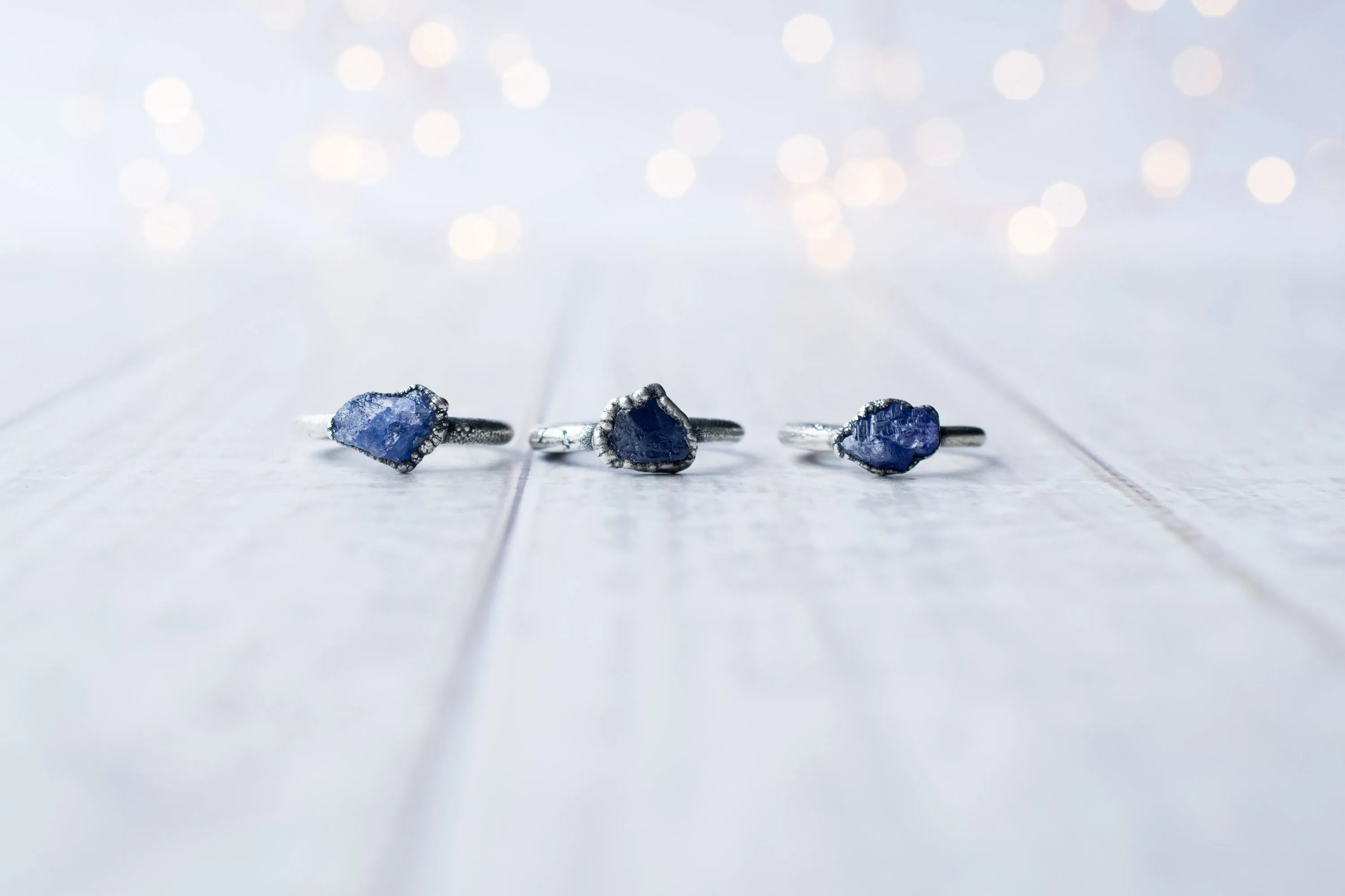 Oxidized Silver Tanzanite ring | Stone stacking ring