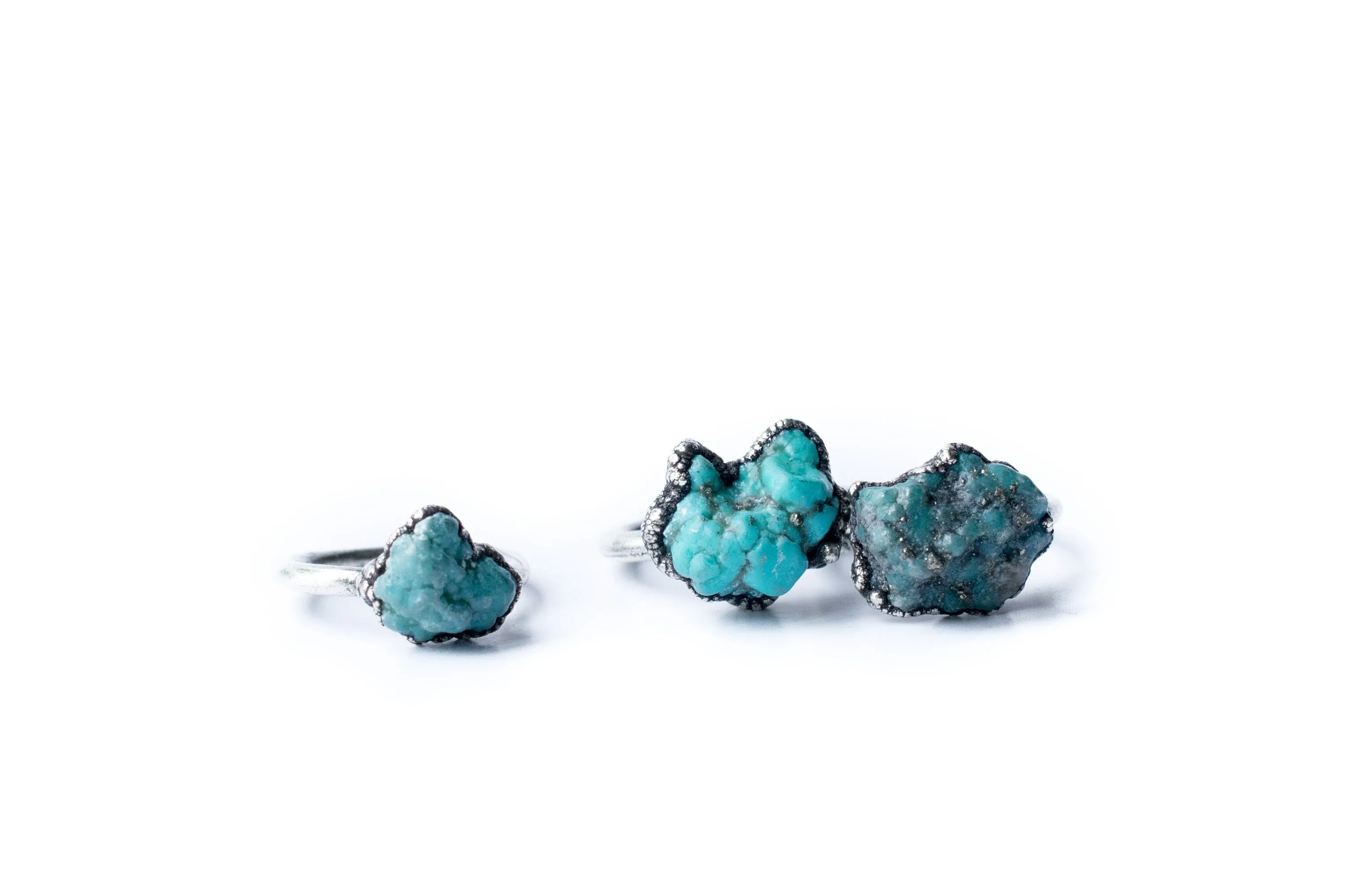 Oxidized silver turquoise ring | Raw turquoise stacking ring