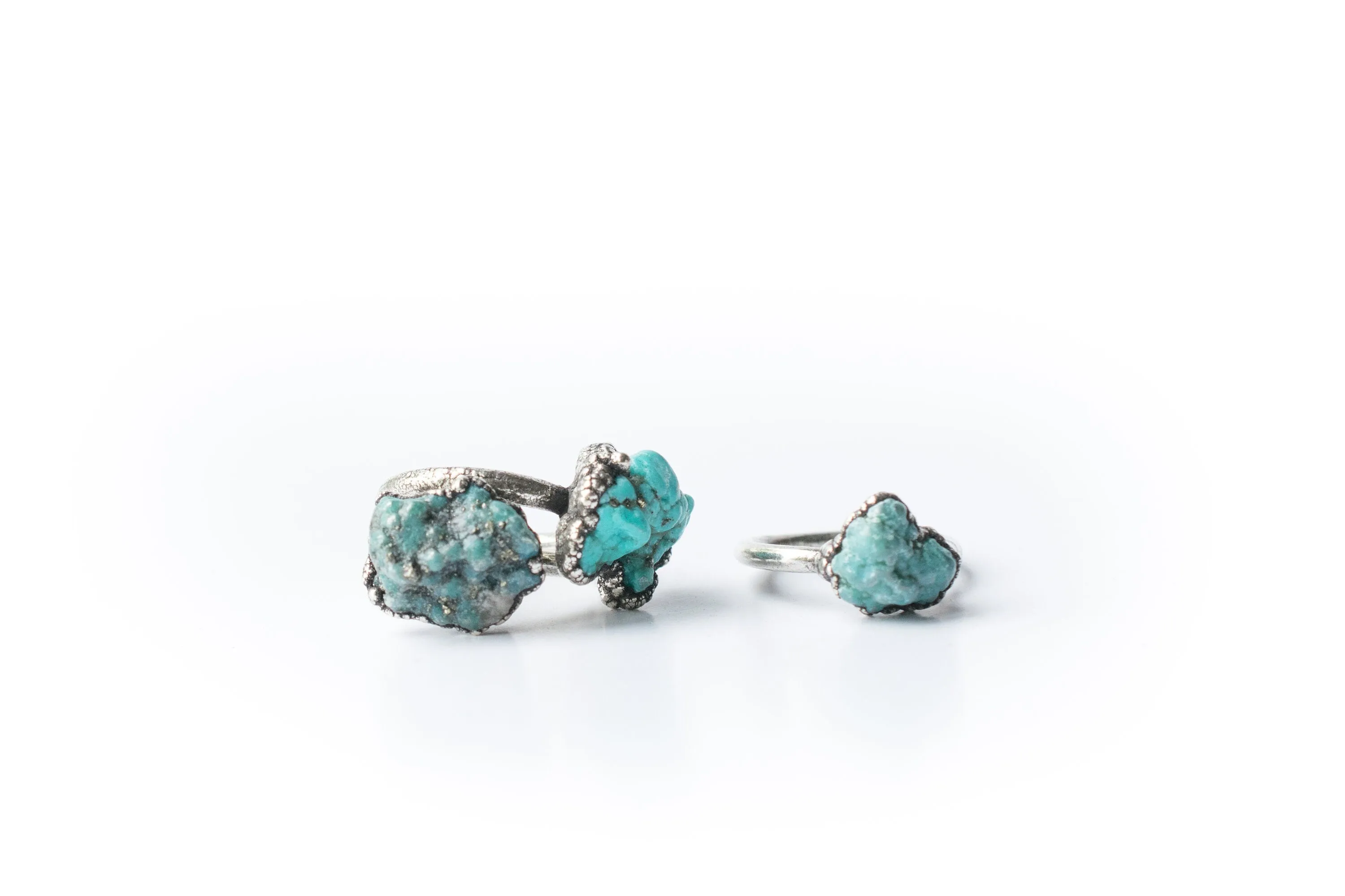 Oxidized silver turquoise ring | Raw turquoise stacking ring