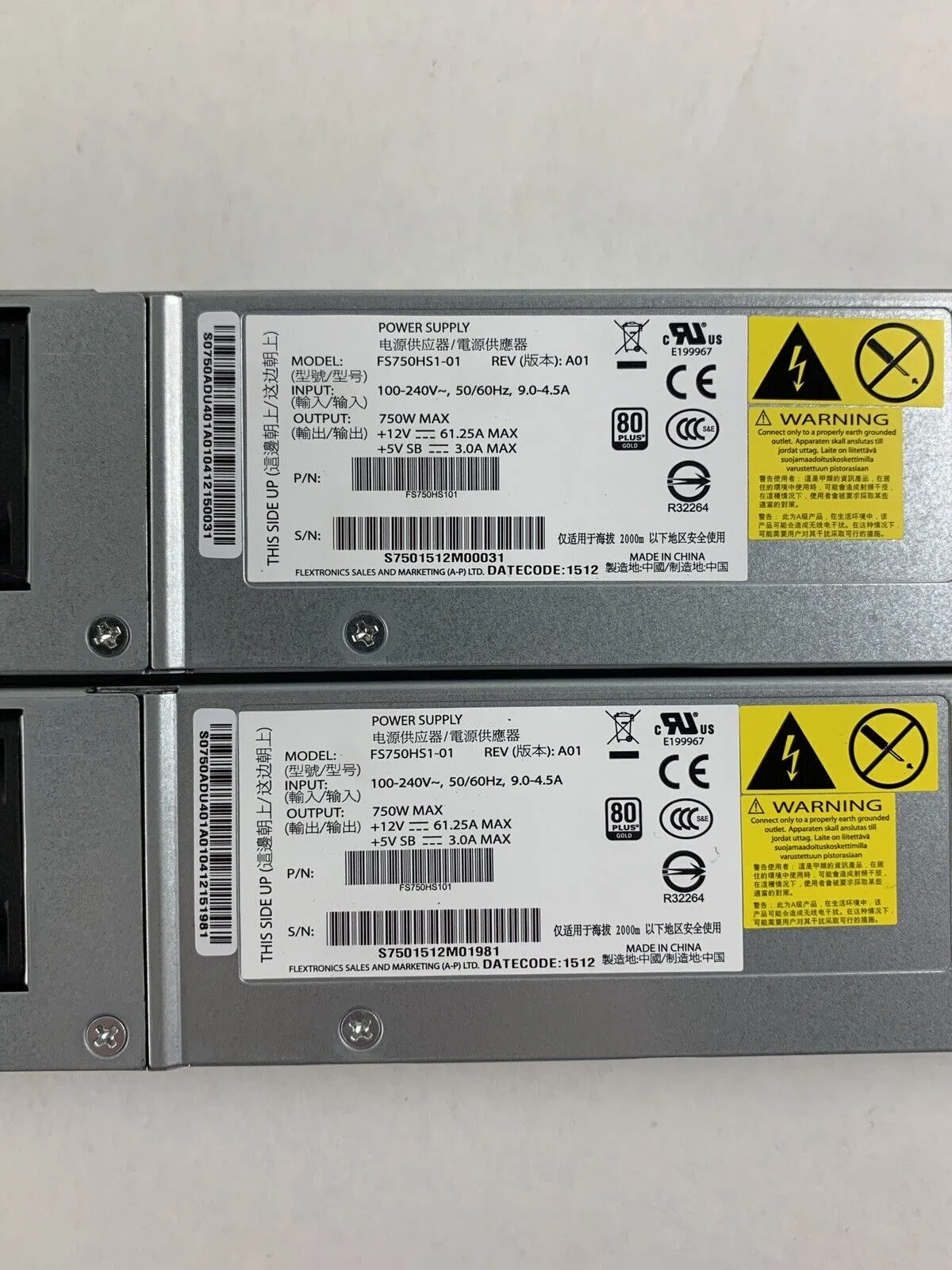 Pair of Intel FS750HS1-01 750w 80 Plus Power Supply For Supermicro