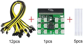 Pi ® (PiPlus®) 12V GPU/PSU Breakout Board  12pcs 18AWG / 16AWG PCI-E 6Pin to 6 2Pin Cables