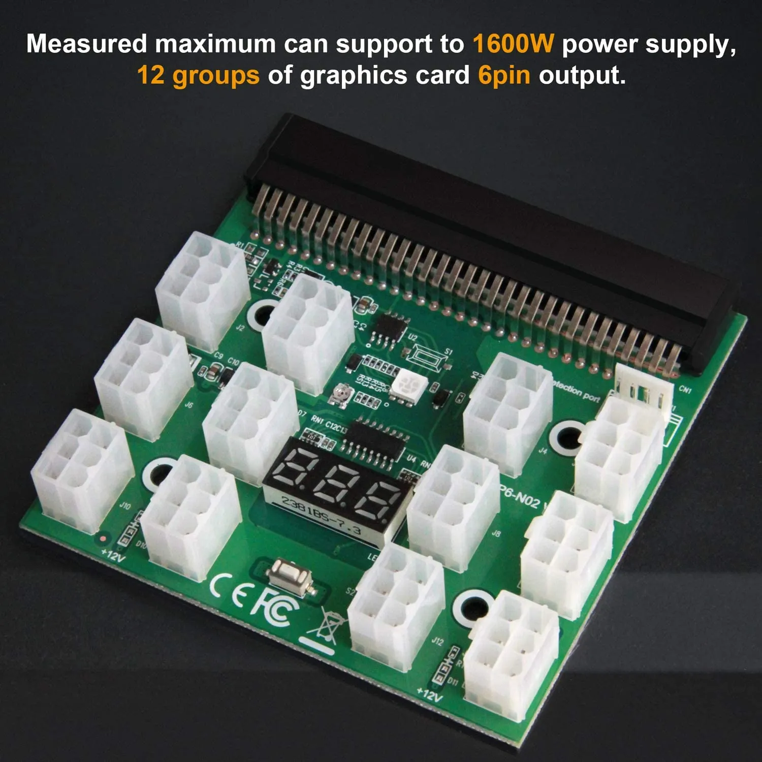 Pi ® (PiPlus®) 12V GPU/PSU Breakout Board  12pcs 18AWG / 16AWG PCI-E 6Pin to 6 2Pin Cables