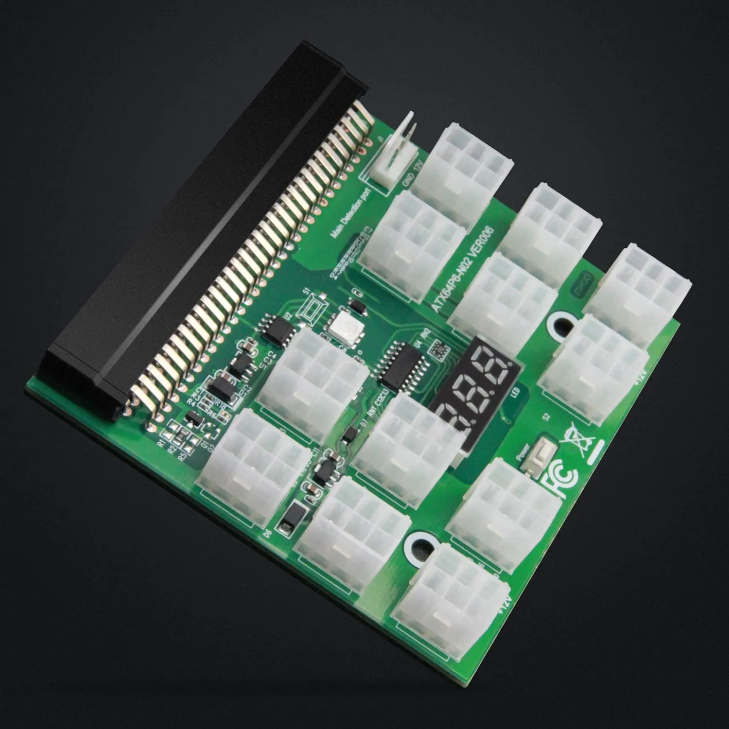 Pi ® (PiPlus®) 12V GPU/PSU Breakout Board  12pcs 18AWG / 16AWG PCI-E 6Pin to 6 2Pin Cables