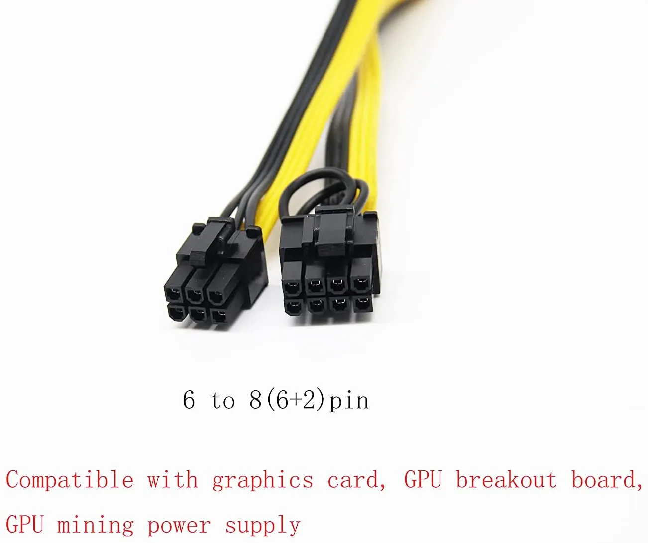 Pi ® (PiPlus®) 16AWG 6Pin to Single 8pin PCI-E Male-to-Male Adapter Cable-60cm