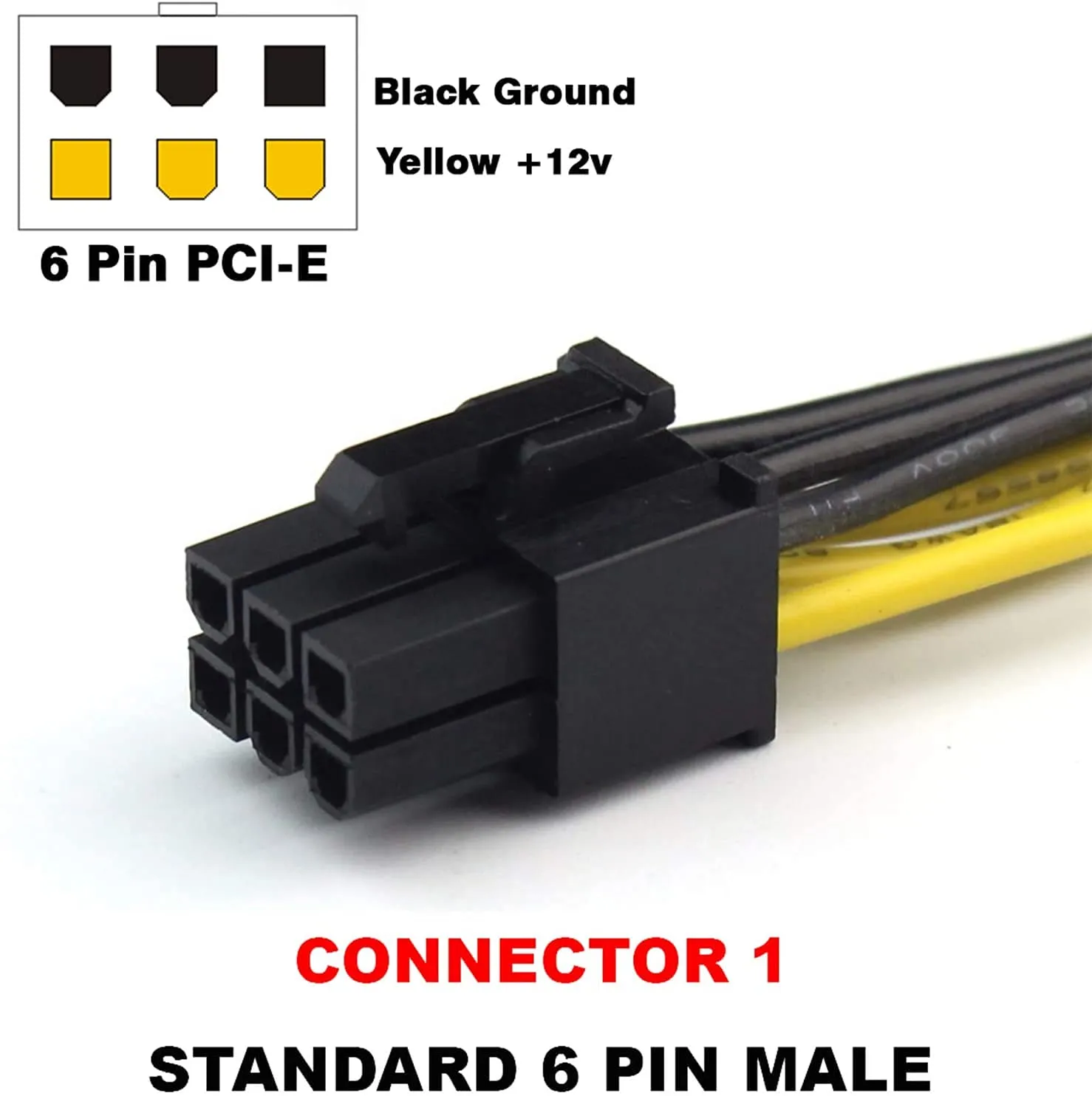 Pi ® (PiPlus®) 18AWG 6Pin to Single 8pin PCI-E Male-to-Male Adapter Cable-50cm