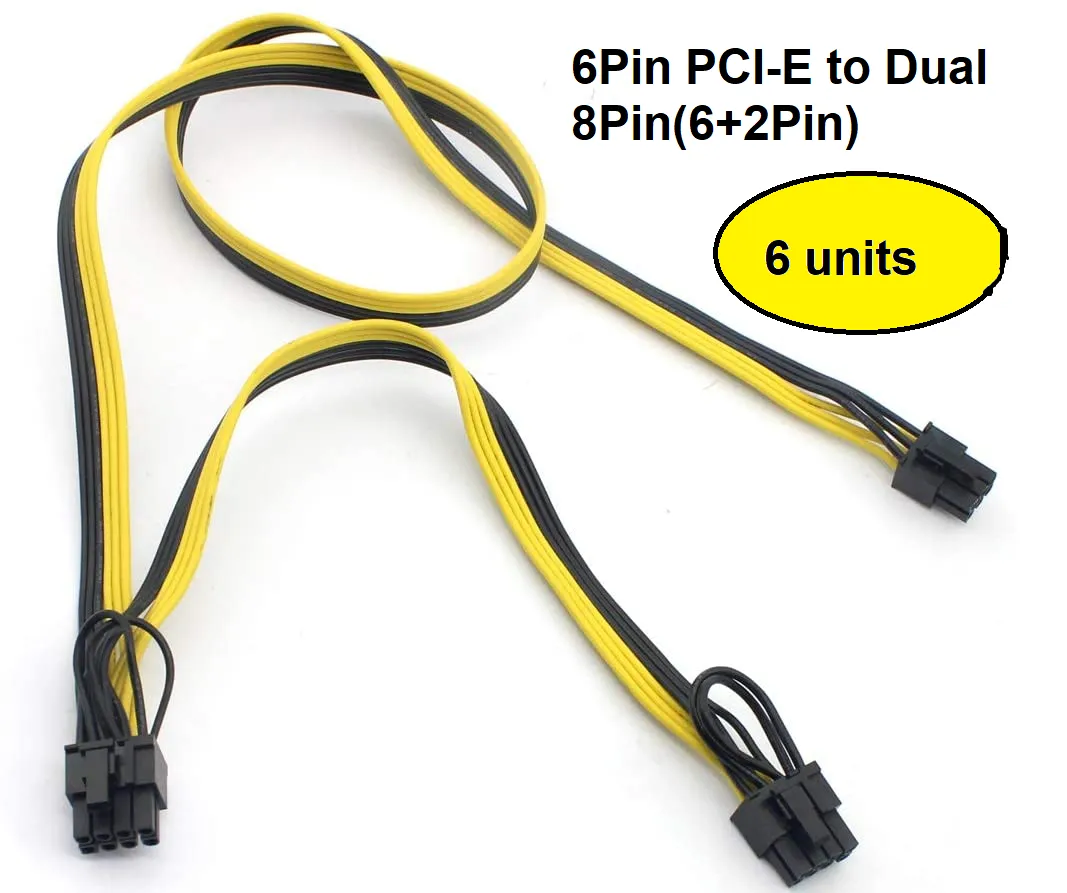 Pi ® (PiPlus®) 6 Pin Male to Dual 8 Pin (6 2)Male PCIe GPU Power Adapter Cable :(60cm 20cm)