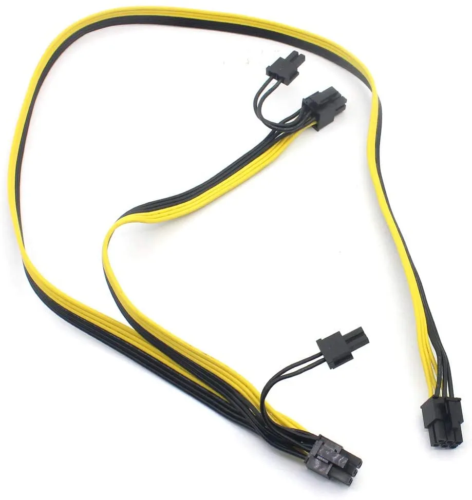 Pi ® (PiPlus®) 6 Pin Male to Dual 8 Pin (6 2)Male PCIe GPU Power Adapter Cable :(60cm 20cm)