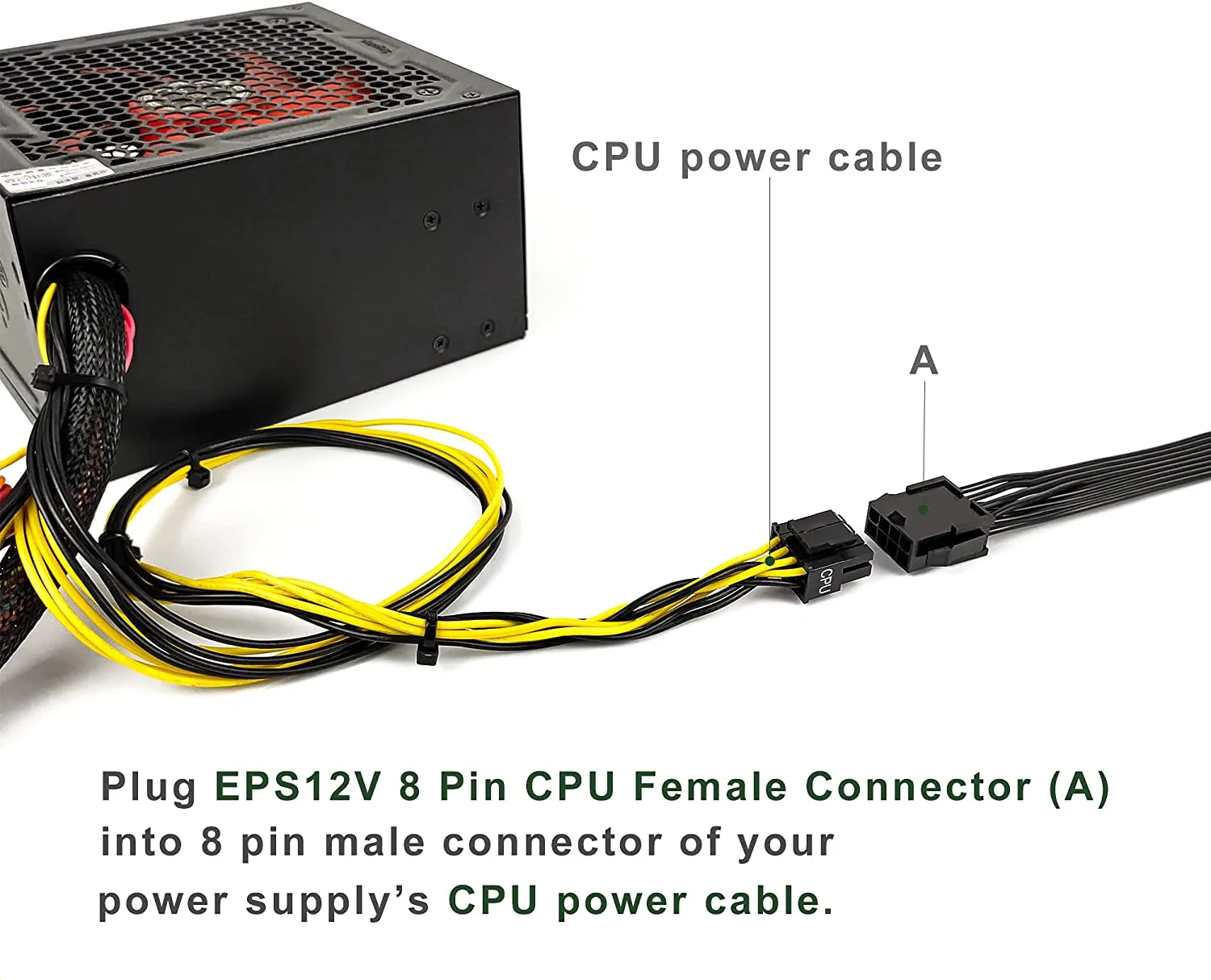 Pi ®(PiPlus®) EPS12V CPU 8 Pin Female to CPU ATX 8 Pin and ATX 4 Pin Male Power Supply Extension Cable