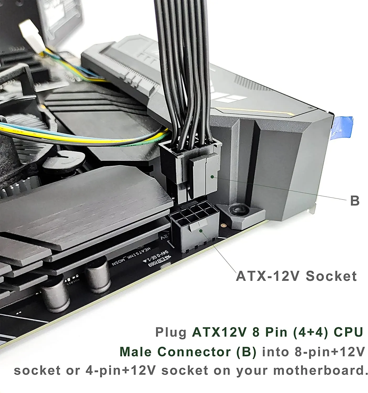 Pi ®(PiPlus®) EPS12V CPU 8 Pin Female to CPU ATX 8 Pin and ATX 4 Pin Male Power Supply Extension Cable