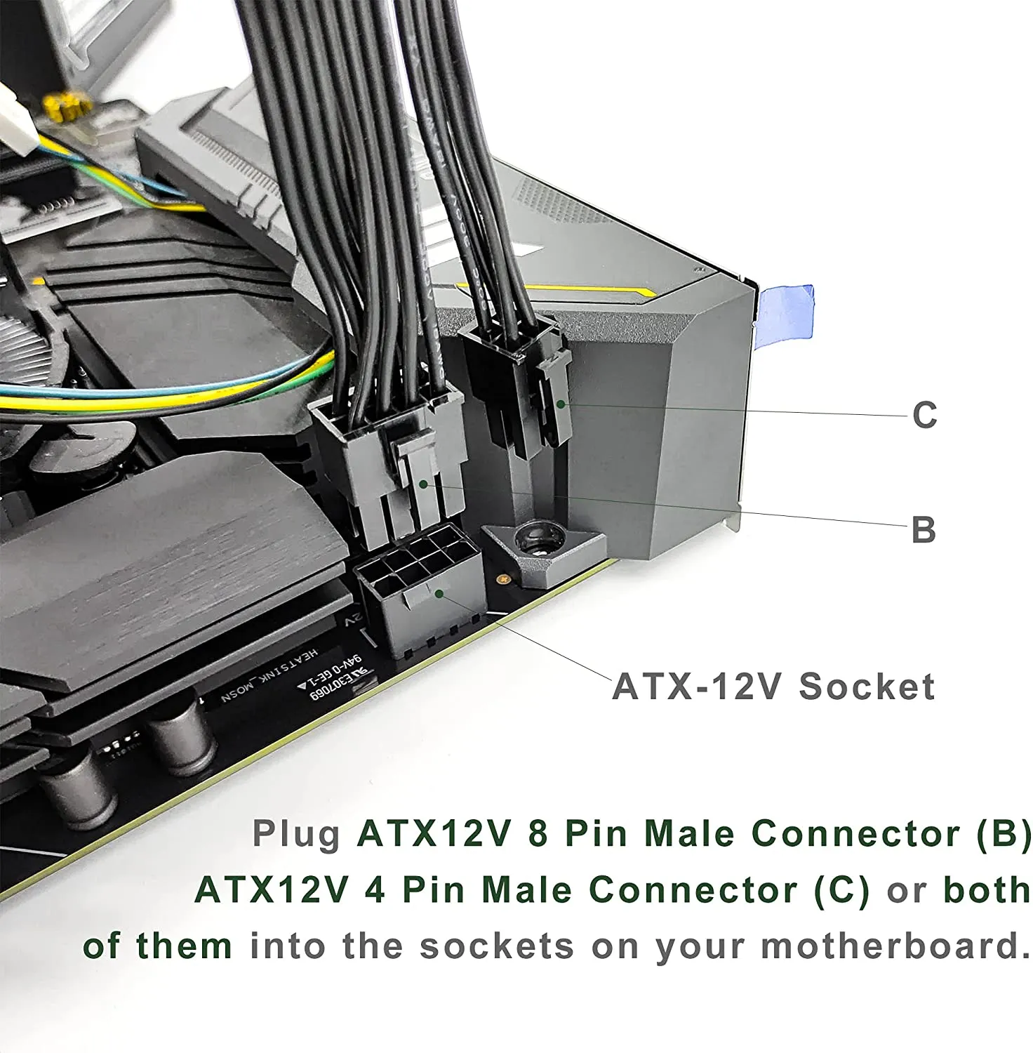 Pi ®(PiPlus®) EPS12V CPU 8 Pin Female to CPU ATX 8 Pin and ATX 4 Pin Male Power Supply Extension Cable