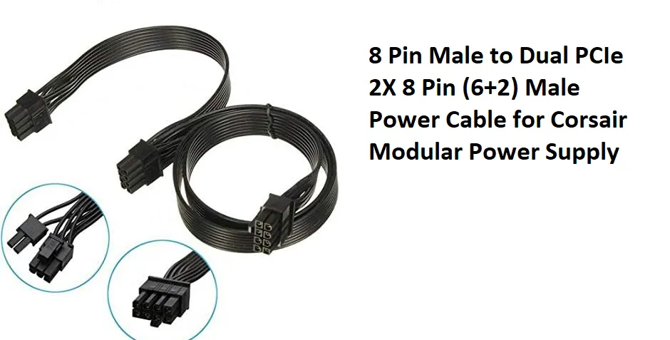 Pi ®(PiPlus®) PSU 8 Pin Male to Dual PCIe 2X 8 Pin (6 2) Male Power Cable