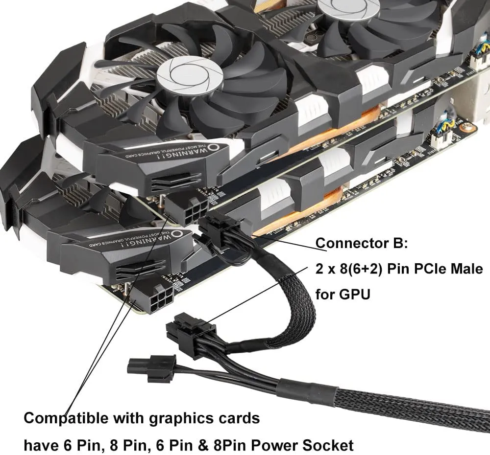 Pi ®(PiPlus®) PSU 8 Pin Male to Dual PCIe 8 Pin (6 2) Male Power Cable For Antec Signature PSU