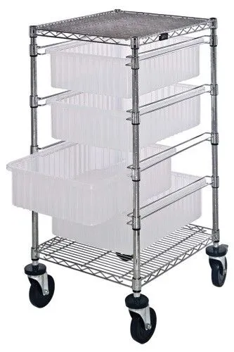 Quantum BC212434M1CL Bin Cart with 4 Rails, 24" x 21" x 45"