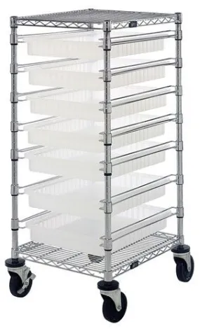 Quantum BC212439M2CL Bin Cart with 7 Rails, 24" x 21" x 45"