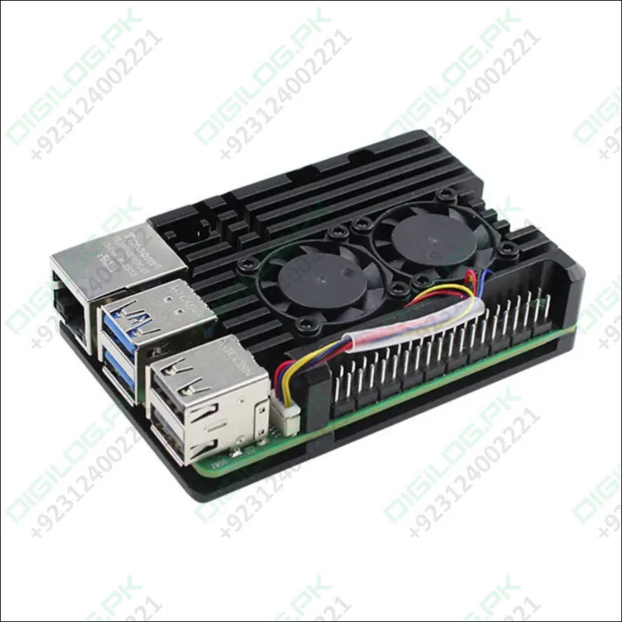 Raspberry Pi 4 Aluminum Heatsink Case with Dual Fan - Digilog.pk
