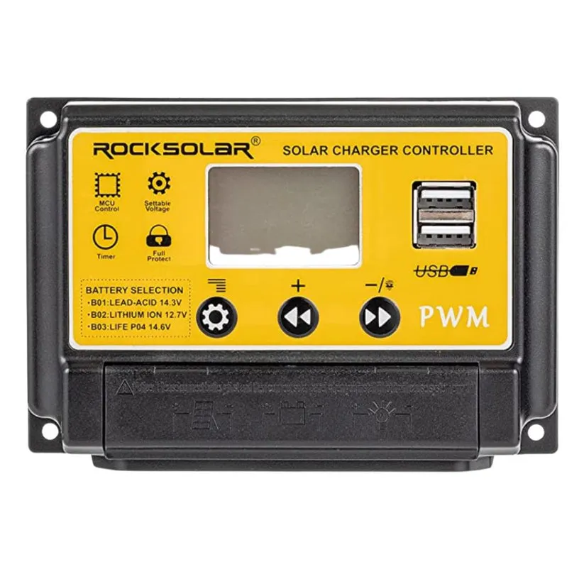 ROCKSOLAR 50W 12V Rigid Solar Panel Basic Kit with PWM Charge Controller
