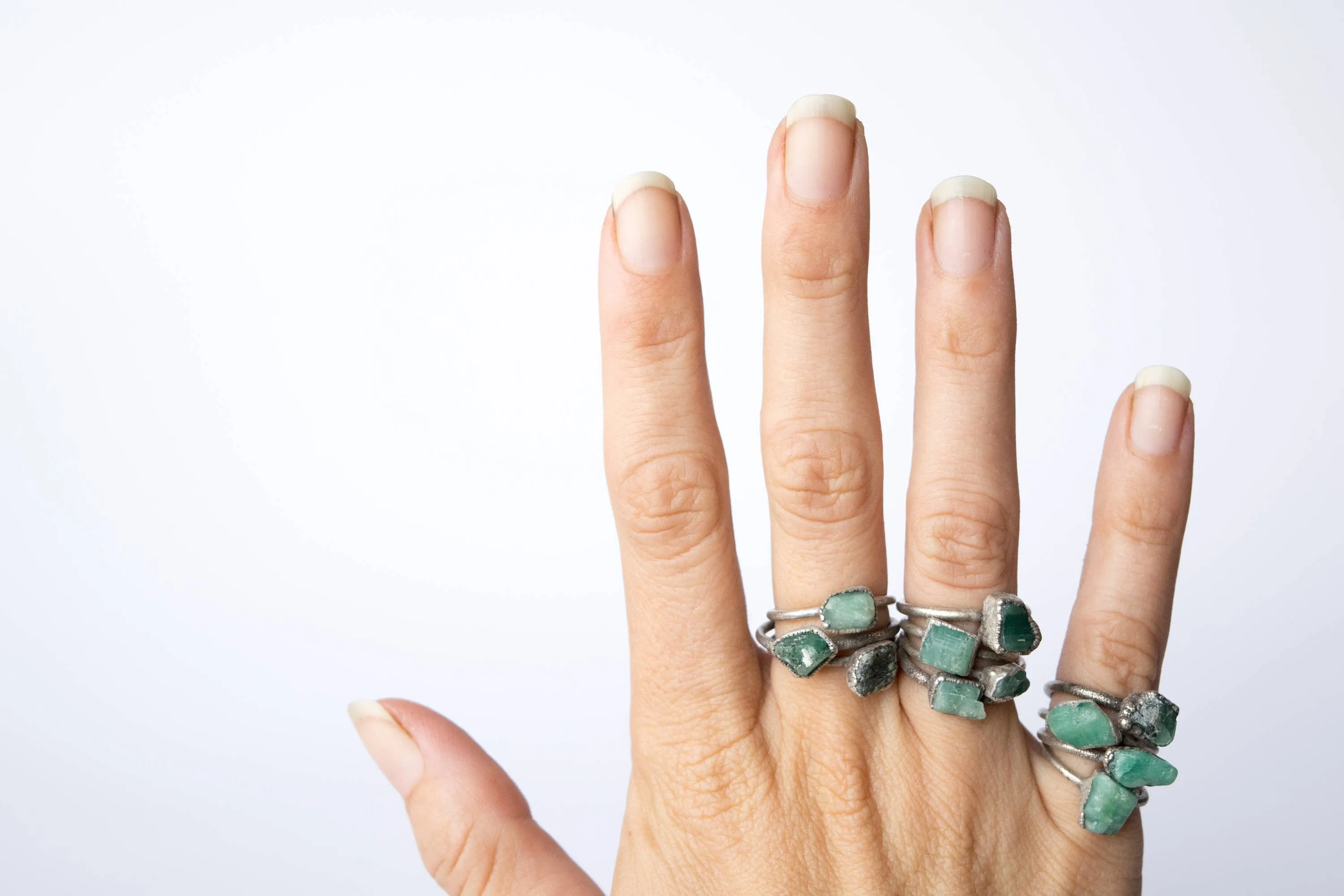 Rough emerald ring | Raw Emerald birthstone ring