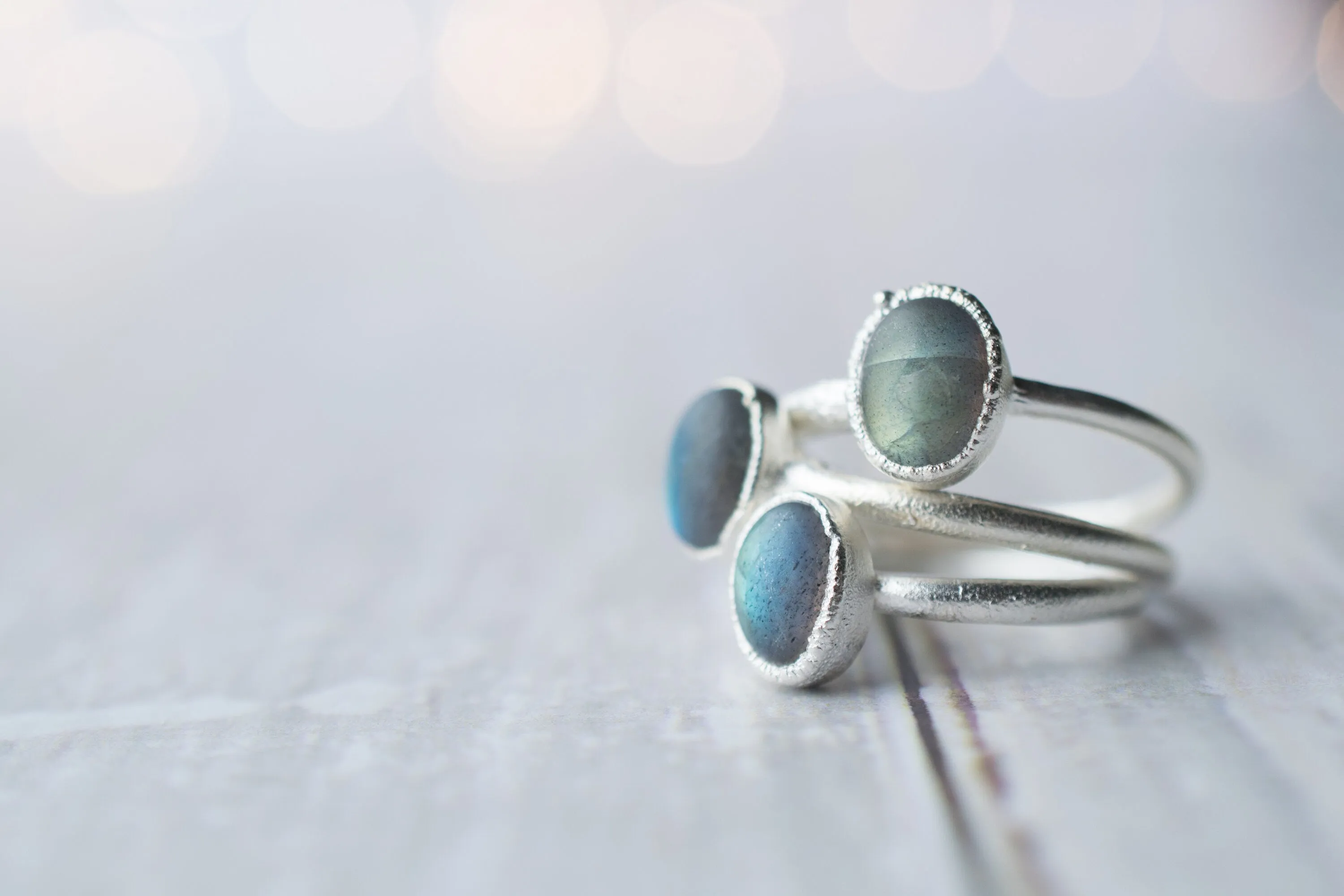 SALE Silver Labradorite ring | Gemstone stacking ring