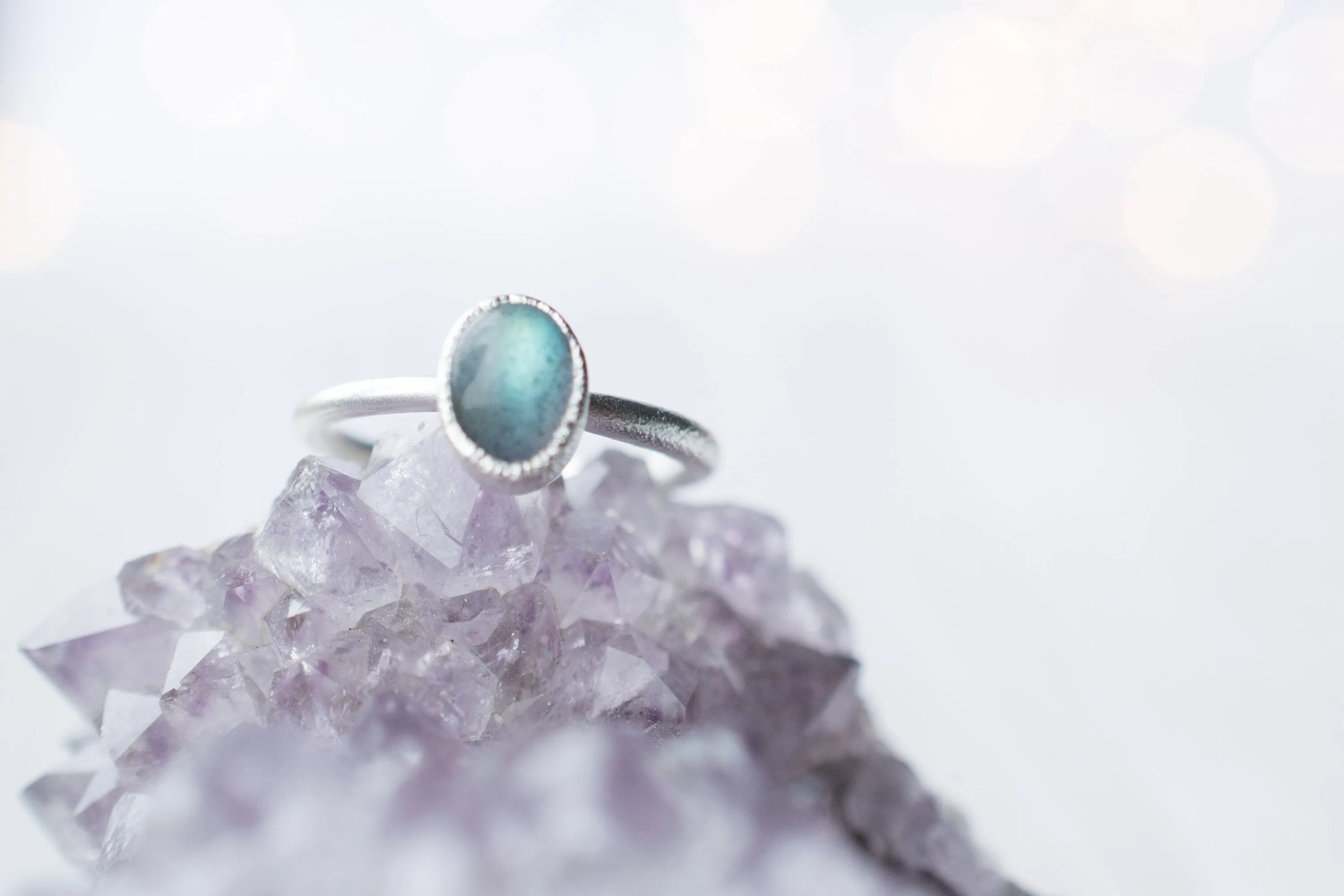 SALE Silver Labradorite ring | Gemstone stacking ring