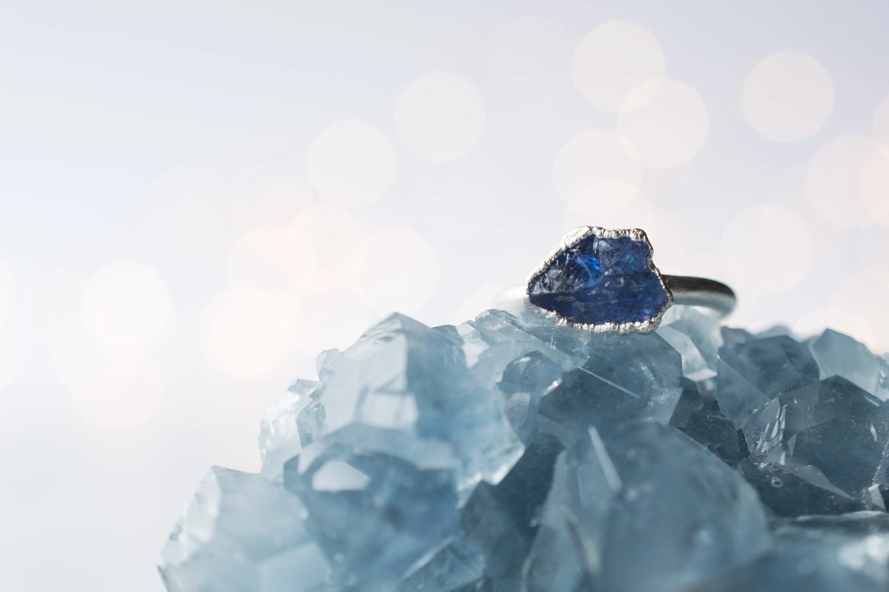 SALE Silver Tanzanite ring | Stone stacking ring