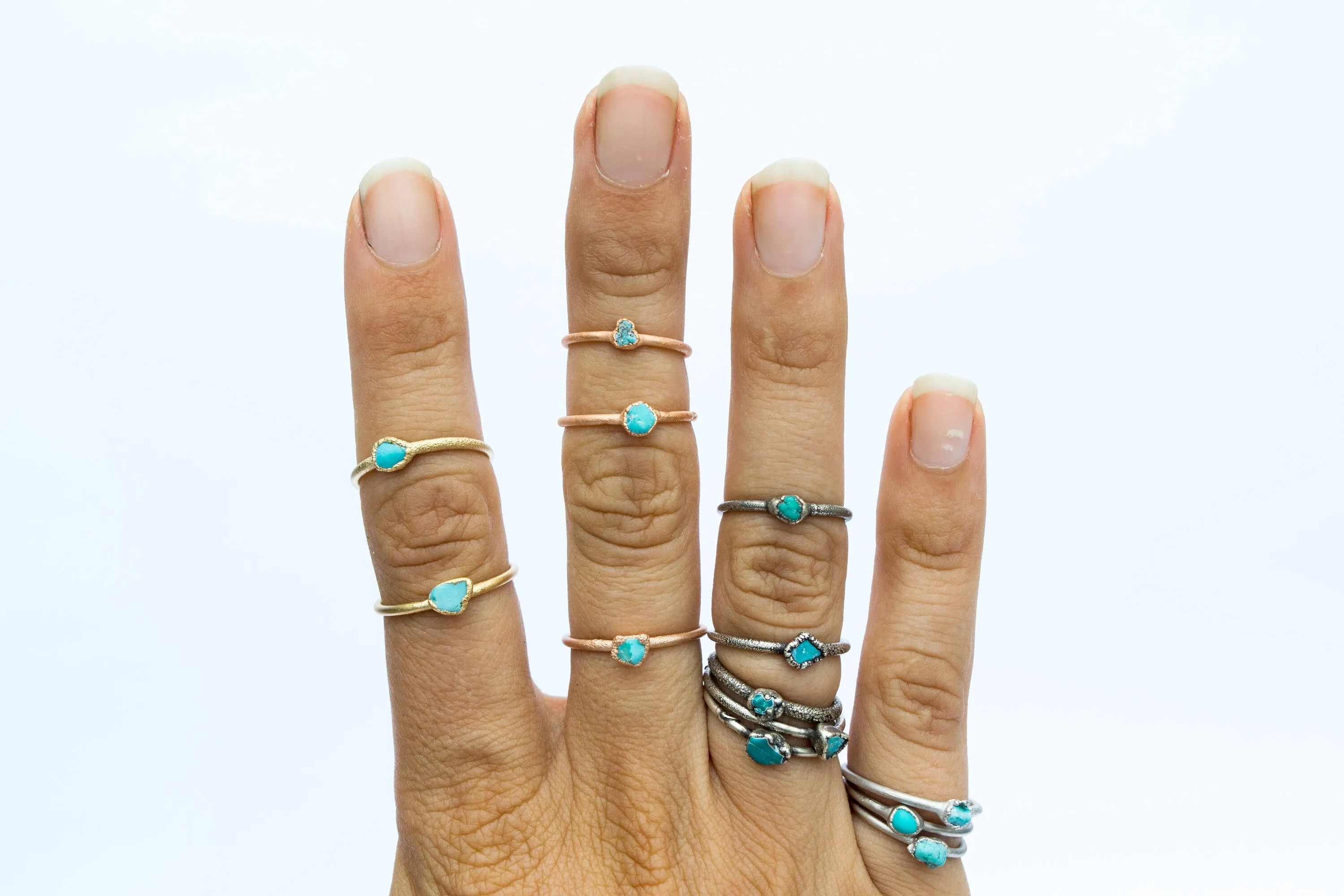 SALE Tiny Turquoise nugget ring | Raw turquoise stacking ring