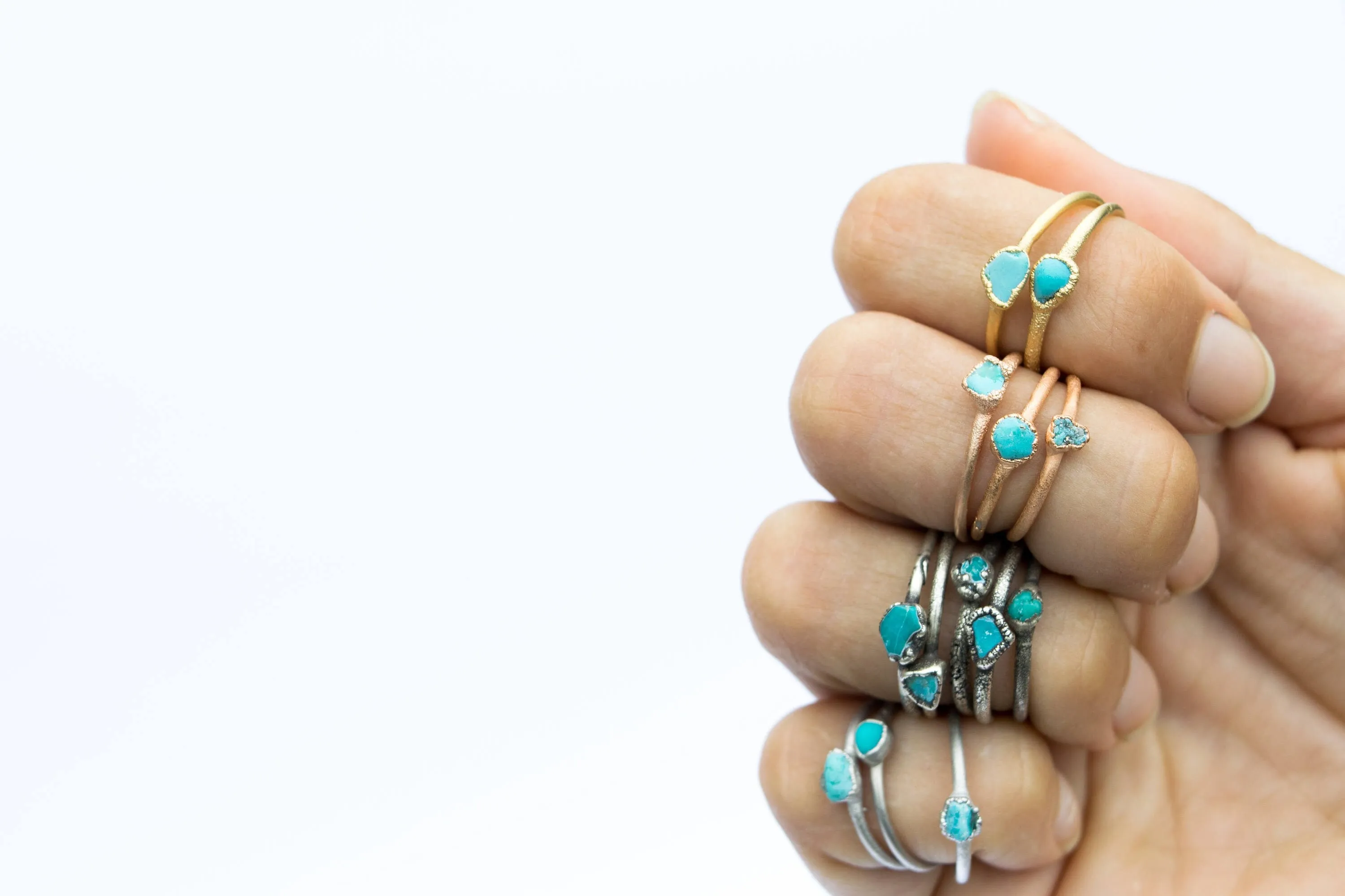SALE Tiny Turquoise nugget ring | Raw turquoise stacking ring