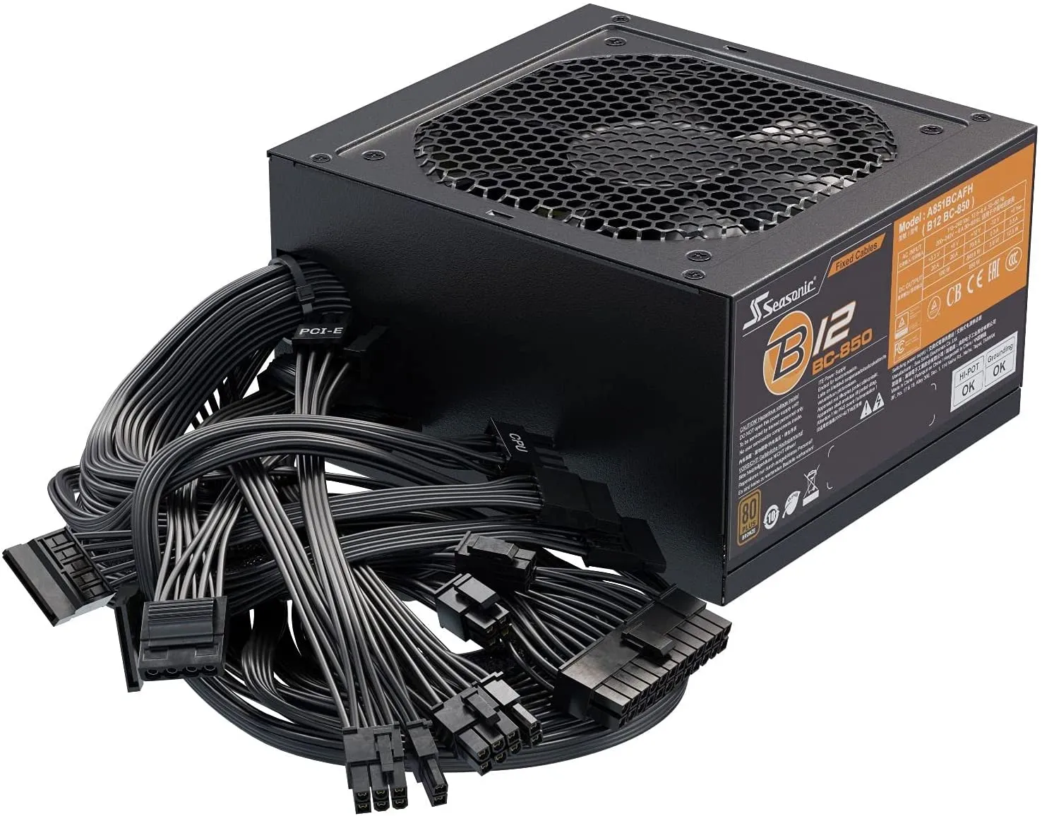 Seasonic B12 BC 850 W Non-Modular PSU, ATX 12 V, 80 PLUS Bronze Certified PC Power Supply with Fixed Cables