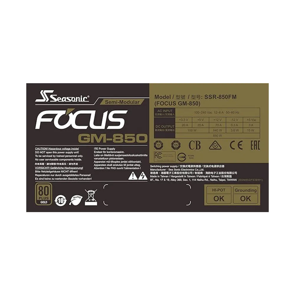 Seasonic Power Supply G12 GM Gold 850W