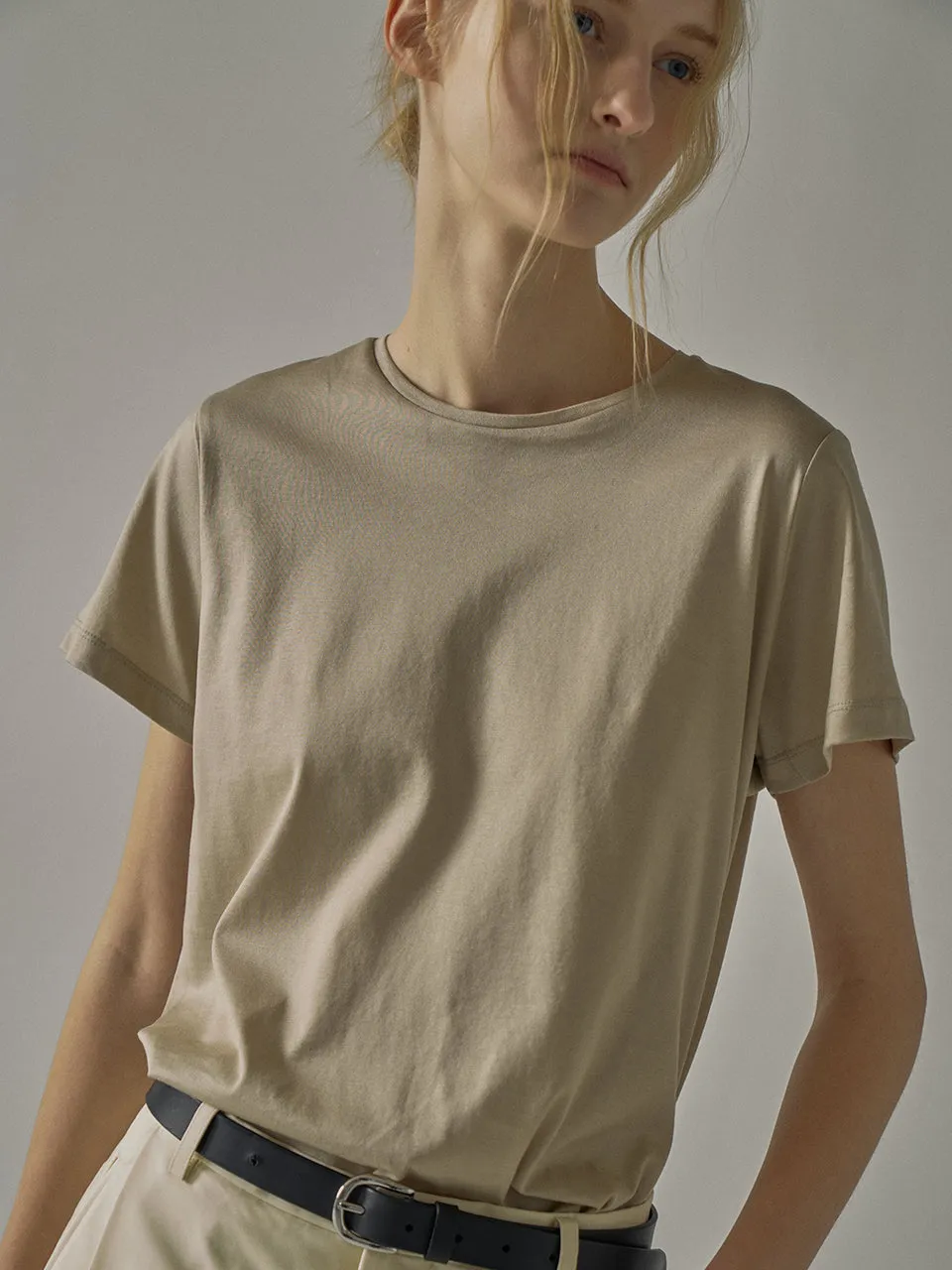 Silket Cotton T-Shirt - Dust Beige