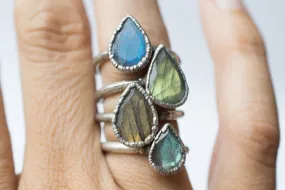 Silver Labradorite ring | Gemstone stacking ring