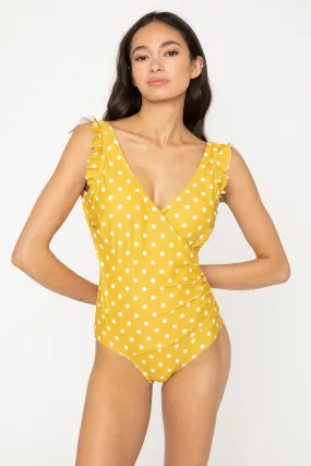 V-Neck Swimsuit With Flirty Shoulder Ruffle