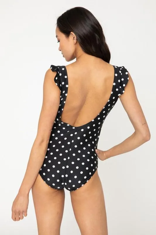V-Neck Swimsuit With Flirty Shoulder Ruffle